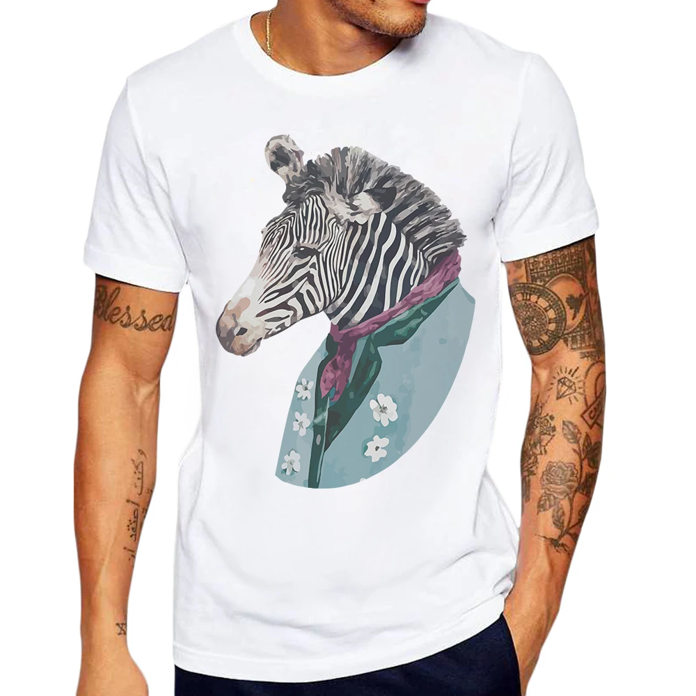 

Funny T Shirts Men Cotton Tee Top Male Short Sleeve Shirt Zebra Printing Mens T-Shirt Creative Hipster Tees Playeras De Hombre