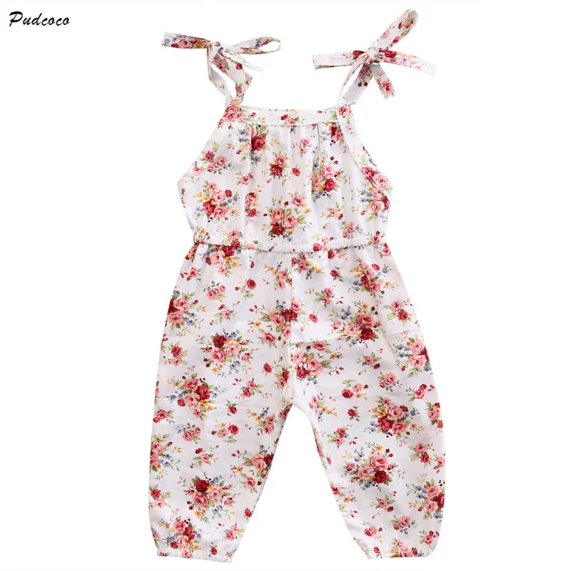 Хлопковые комбинезоны с цветочным рисунком для новорожденных девочек детские