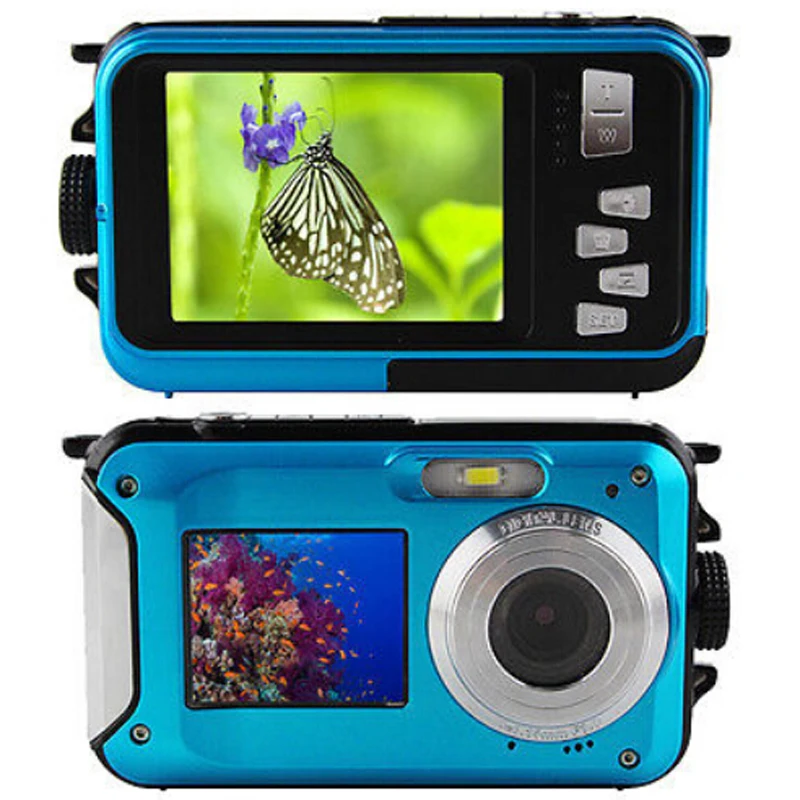 Новый 24MP двойные экраны водонепроницаемая цифровая камера 2.7 дюймов + 1.8 HD 1080 P