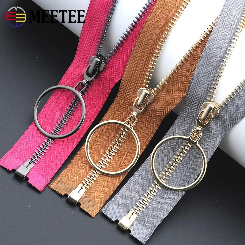 2 шт. 5 # Meetee металлическая молния 85 см Открытое кольцо ползунок на молнии для