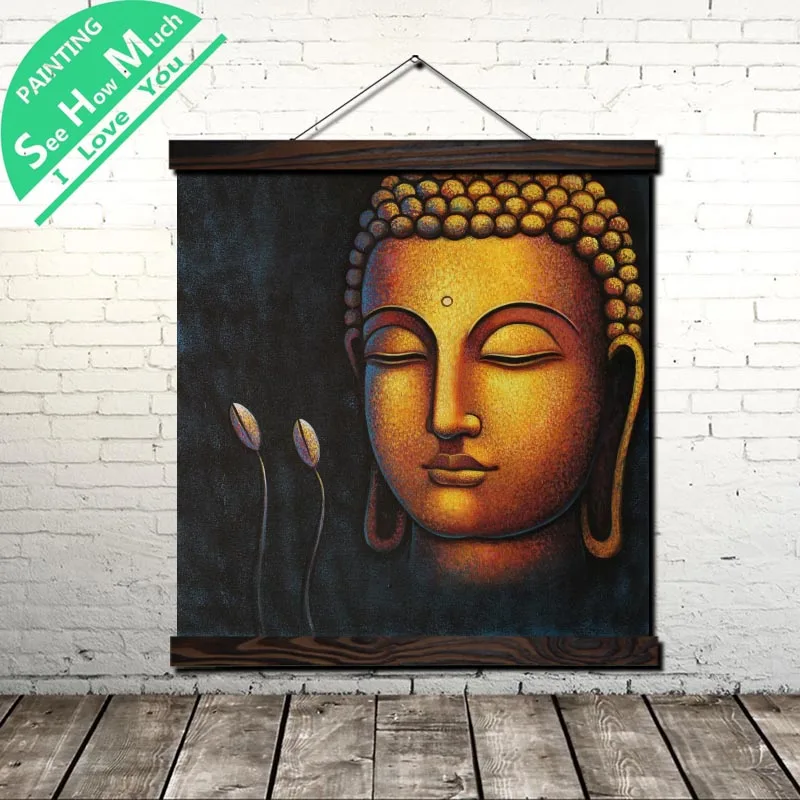 С указанной Золотой свиток Будды холсты для Винтаж плакат и принты настенные
