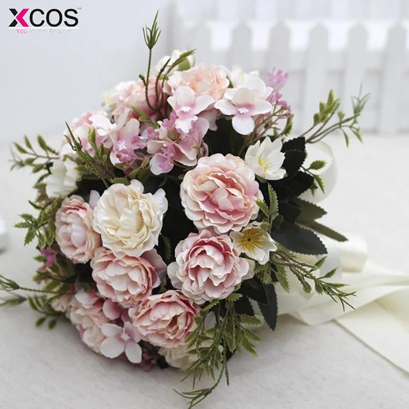 Свадебный букет цвета слоновой кости розовый 2018 ручная работа искусственный