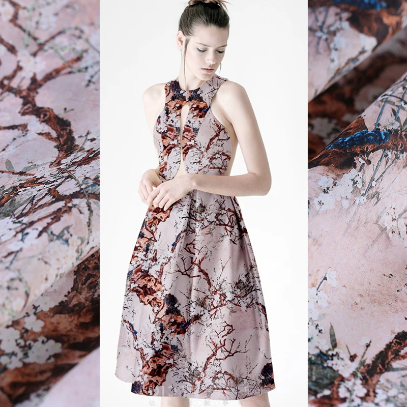 Весна-лето 2018 новинка широкая жесткая шелковая шелкографическая атласная ткань