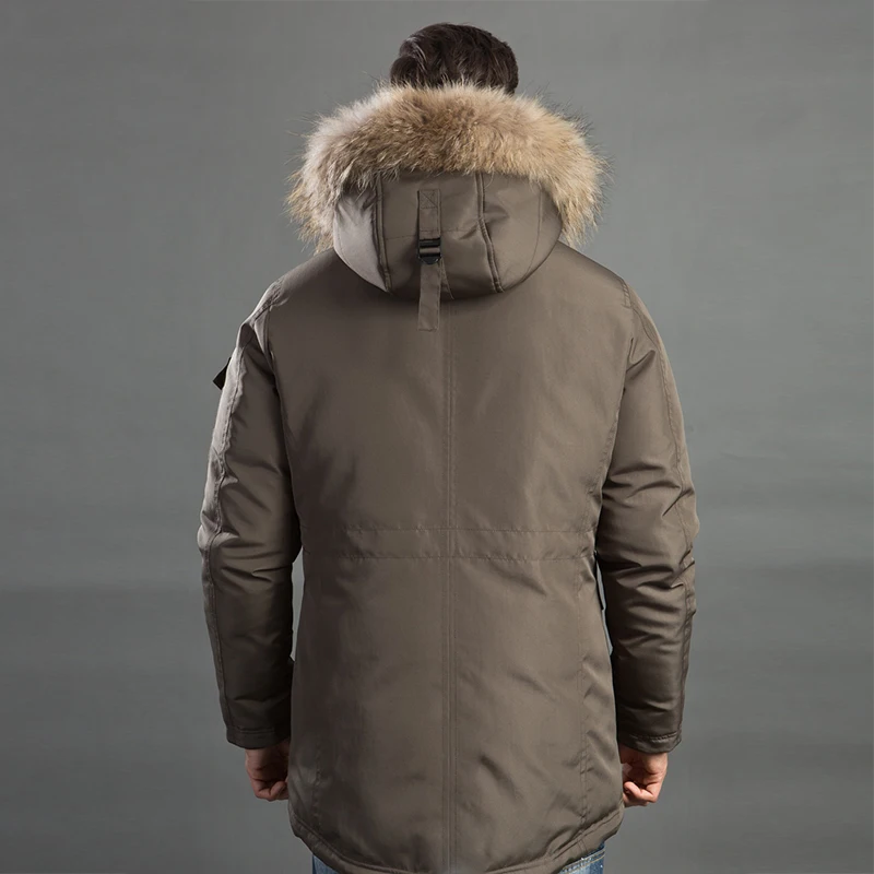 

HERMZI 2020 Men Winter Jacket Fashion Coat Parka Thicken Overcoat Detachable Hood Raccoon Fur Collar European Size Plus Size 4XL