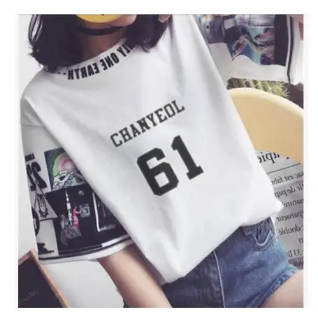 Kpop EXO/женские свободные футболки k-pop с круглым воротником Harajuku, студенческие Топы с коротким рукавом, футболка Летняя Модная хлопковая футболка - Цвет: 6
