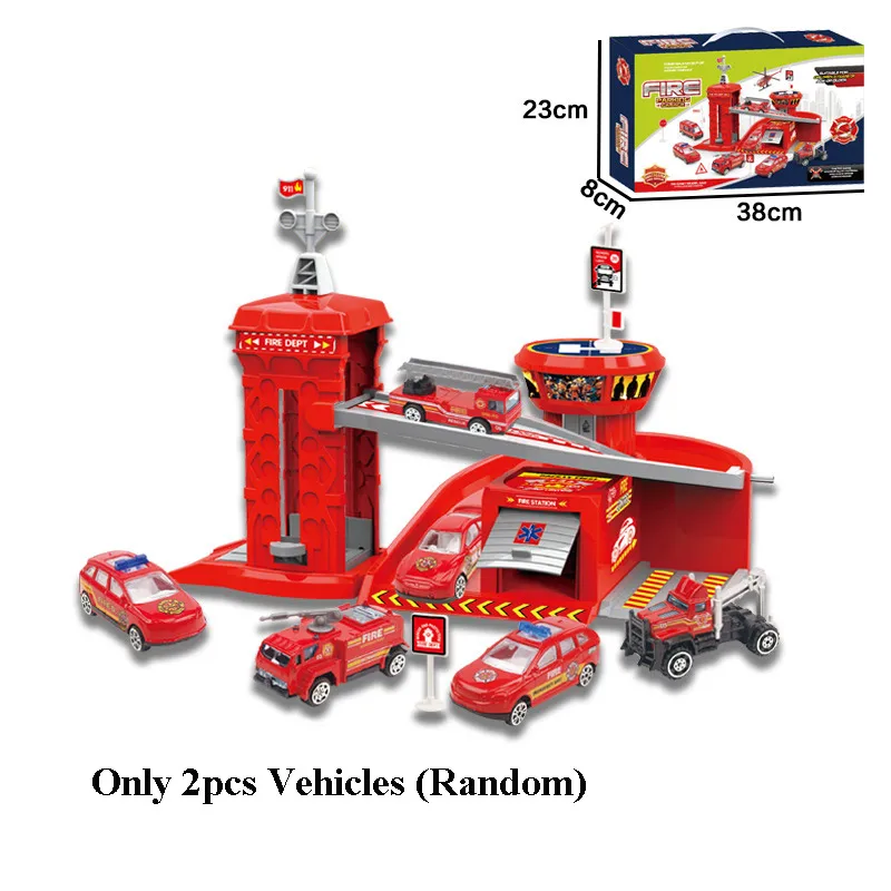 Fire park lot 1 DIY 3D автомобиль трек парковка игрушки полицейский инженерный пожарная машина Парковка модель сборные игрушки для детей день рождения - Цвет: Fire park lot 1
