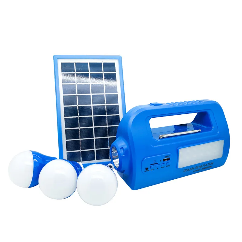 Bule Goland Century SG050 3W, 6 в, 3W, портативный комплект солнечного освещения, многофункциональная домашняя Солнечная генераторная система постоянного тока с fm-радио, адаптер переменного тока - Цвет: Bule