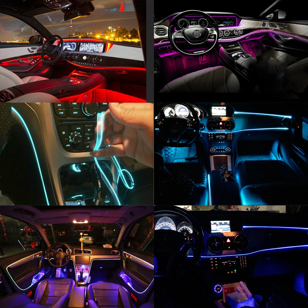 Окружающий свет автомобиля RGB атмосферные огни 8 цветов DIY светодиодные полосы