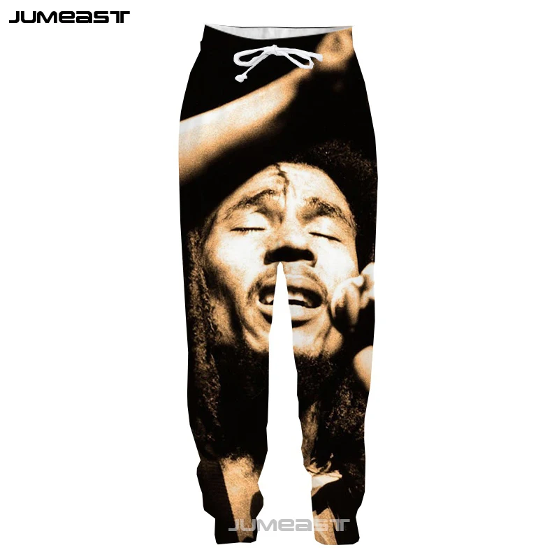 Jumeast мужские/женские штаны с 3D принтом Bob Marley, модные повседневные спортивные свободные штаны свободного размера, новинка, повседневные длинные штаны для мужчин