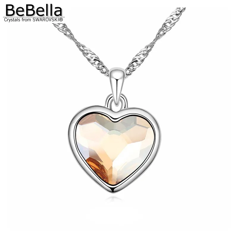 BeBella розовая подвеска в форме сердца с кристаллами ожерелье с кристаллами от Swarovski для женщин девочек модные ювелирные изделия подарок на день рождения