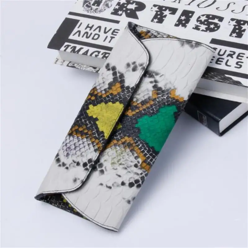 White green Модный женский кошелек из натуральной кожи, новинка, роскошный Европейский Известный бренд, стильный Змеиный узор, клатч, сумочка для монет, для девушек - Цвет: White green