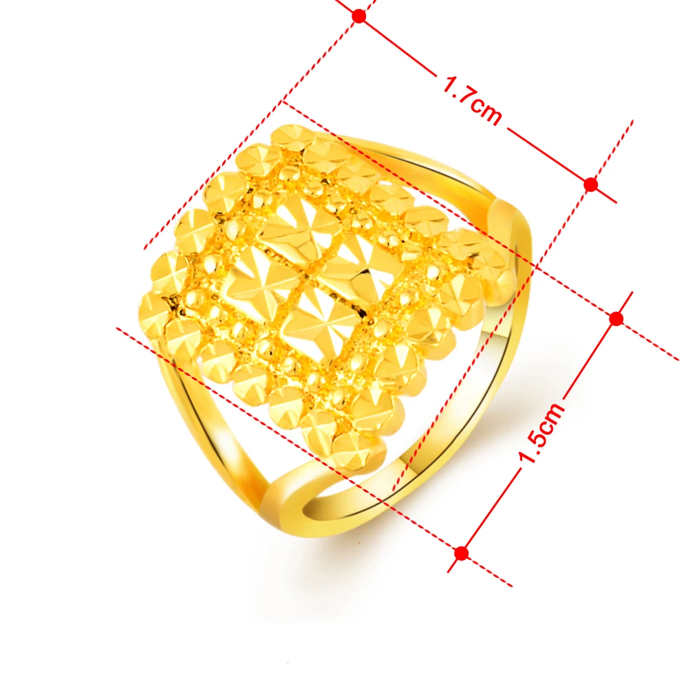 Classic Cool Retro Square shaped Gold Color Ring Vintage Women 24k Charms Bague Anel Jewelry Accessories 585 Femme Gifts | Украшения и
