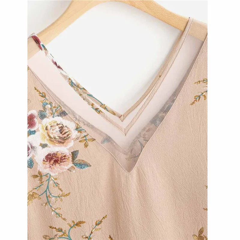 Женский Повседневный укороченный топ без рукавов майка с цветочным принтом #0504 A6