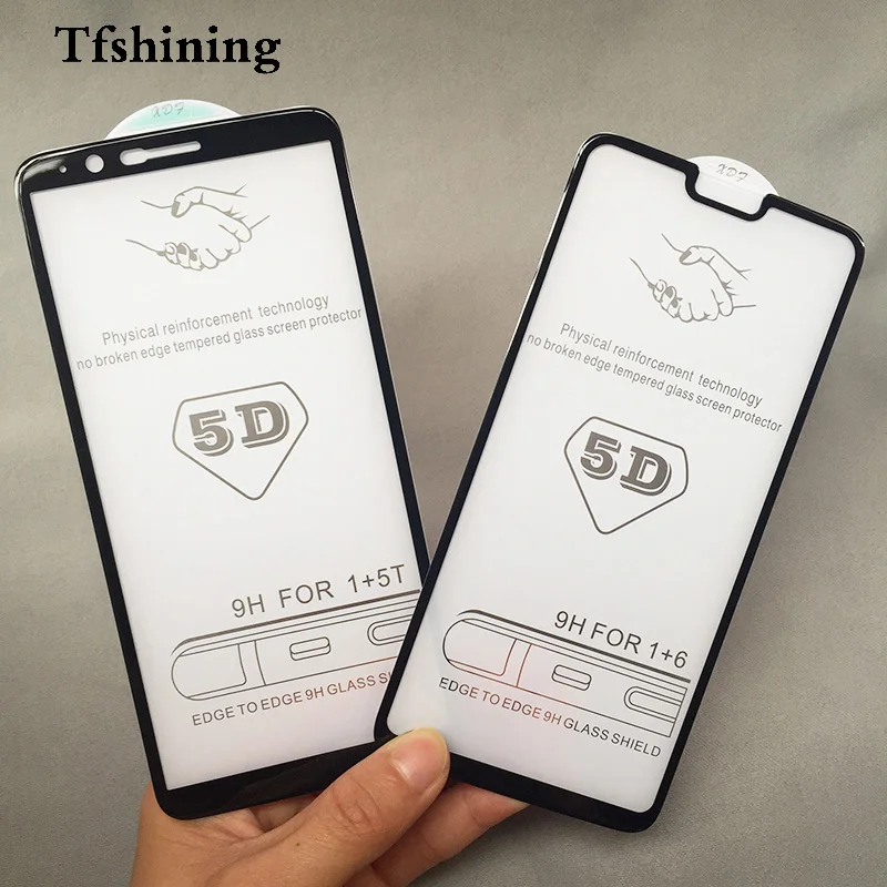 Tfshining новое 5D полное покрытие краев закаленное стекло для Oneplus 6 5 T Защитное экрана
