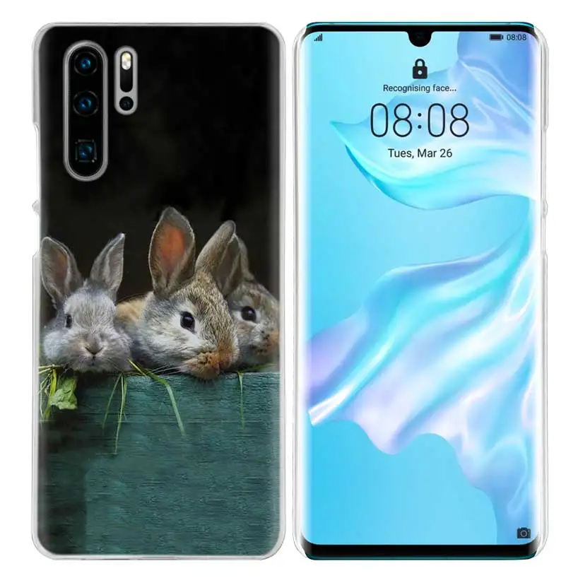 Милый белый чехол с кроликами для huawei P20 P30 P Smart Nova 4 3i P10 P9 P8 mate 10 20 lite Pro Mini жесткий чехол для телефона