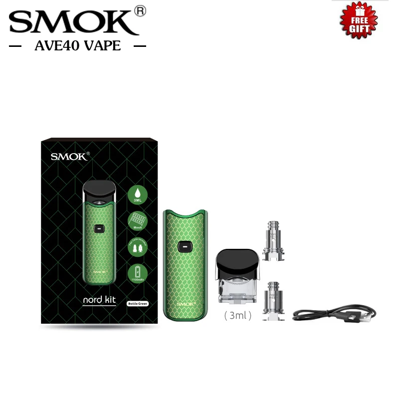 Новый 7 цветов SMOK Nord Pod системный комплект 1100 мАч батарея Vape электронная сигарета