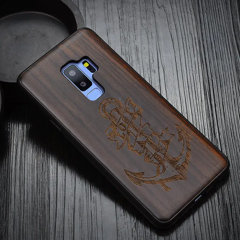 as picture Новинка, чехол для samsung Galaxy s9, черное дерево, чехол для samsung s9 Plus, резной TPU бампер, Деревянный чехол для samsung Note 8 - Цвет: as picture