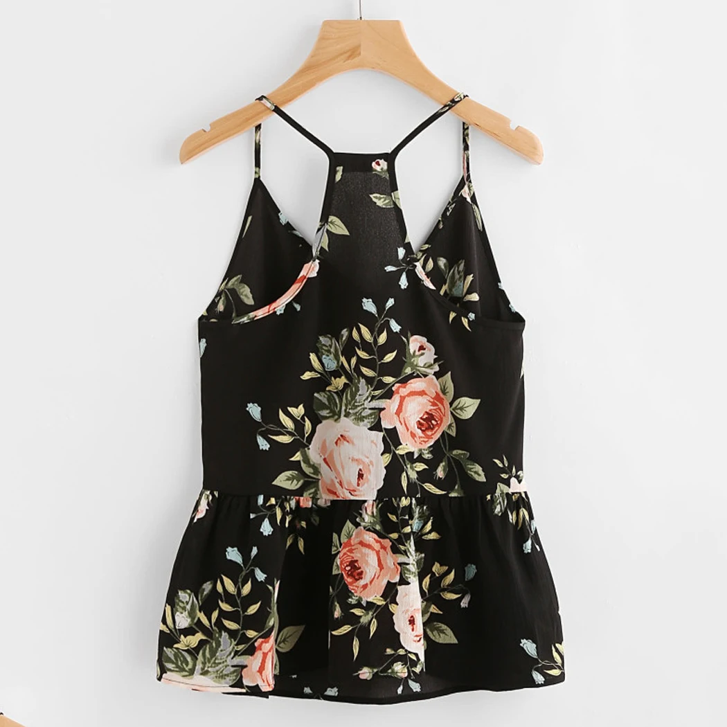 2018 летняя винтажная женская шифоновая блузка цветочная печать оборки Бохо