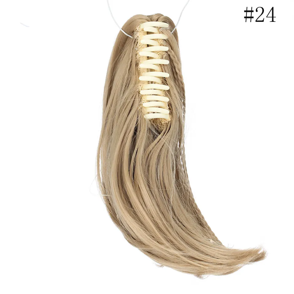 ash blonde SNOILITE, 12 дюймов, конский хвост с косичками, зажим в конский хвост, прямые синтетические накладные волосы на заколках, коготь, конский хвост для женщин - Цвет: ash blonde