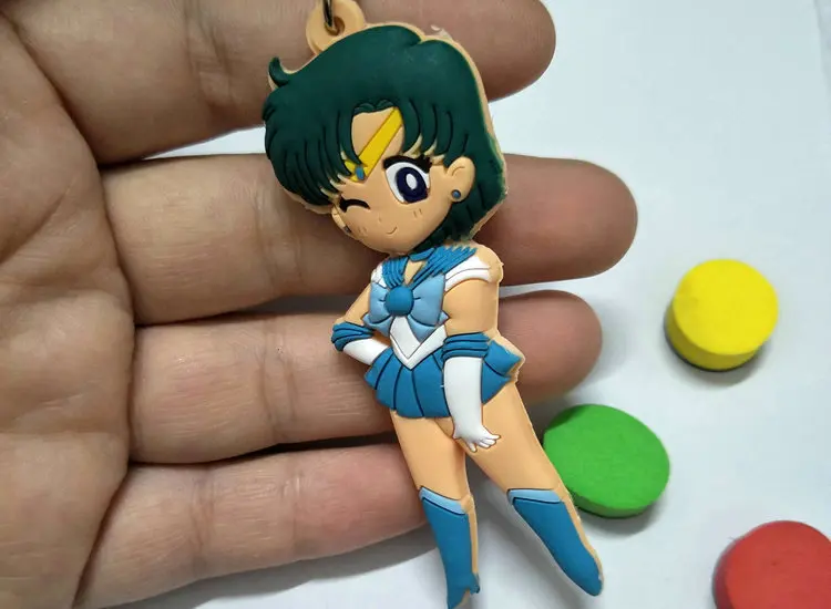 

20pcs/Lot anime Sailor Moon pvc plastic keychains for women cartoon Mercury Mars Jupiter Venus PVC Figure Keyring Pendants Toys