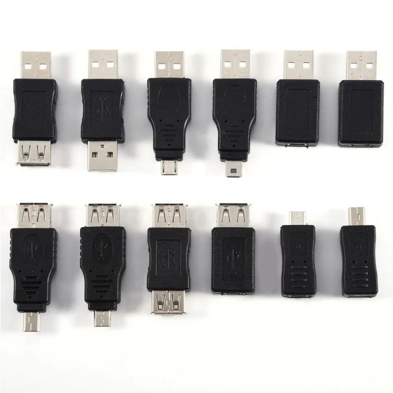 12 шт. адаптер для передачи данных USB 2 0 Micro Mini штырь гнездо|Компьютерные кабели и