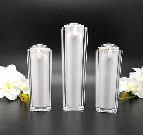 50ml bottle 6pcs 10 мл, 30 мл 50 мл, 100 мл Белая Акриловая банка для крема пустая бутылочная тара для косметики Квадратная бутылка для лосьона - Цвет: 50ml bottle 6pcs