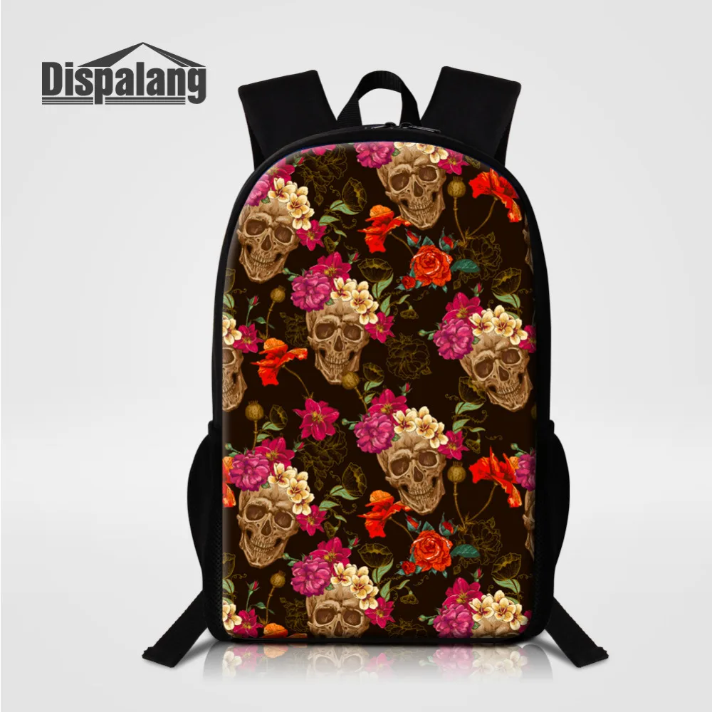

Dispalang Women Mens Backpack Flower Skull Print School Bags For Teenagers Shoulder Bags Kids School Backpack Large Travel Bag