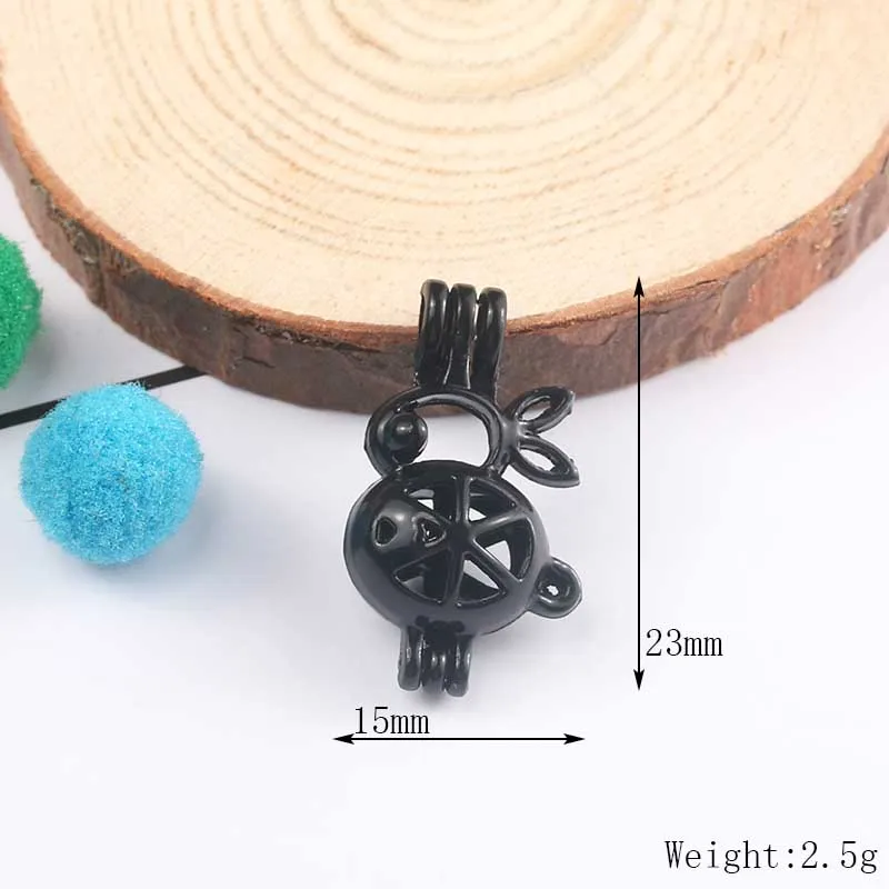 Black Animal Cute Rabbit Pearl Cage Jewelry Necklace Pendant Aromatherapy Essential Oil Disperser Box Oyster Fun Gift | Украшения и