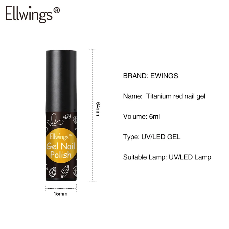 Ellwings 1 шт. титановый красный Сериз акриловый гель для ногтей металлические