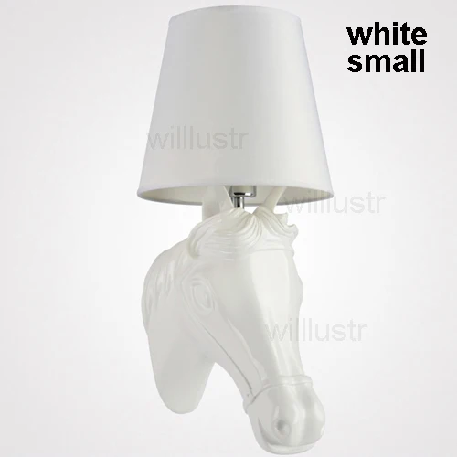 white small Настенный светильник в виде лошади, современный настенный светильник, настенный светильник в виде лошади, Ma Tau, прикроватные лампы для спальни, ресторана, магазина, гостиной - Цвет абажура: white small