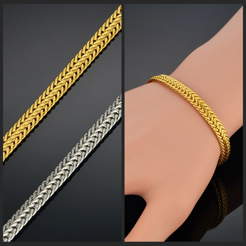 Купи 20/22 CM Gold Color Chain Link Bracelet For Men/Women Jewelry Wholesale Boho Figaro Gold Chains Link Bracelet Vintage pulseras за 225 рублей в магазине AliExpress