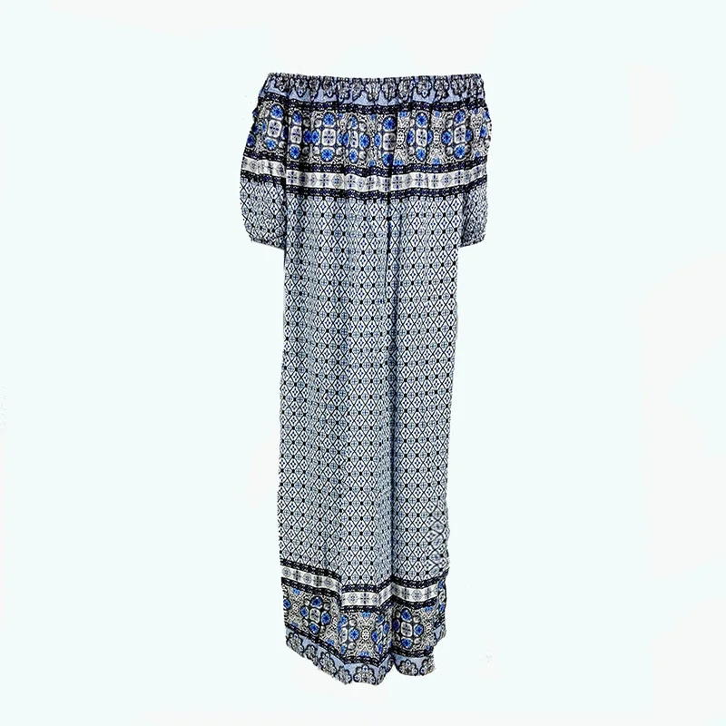 Богемный стиль печать Slash шеи праздничное платье | Женская одежда