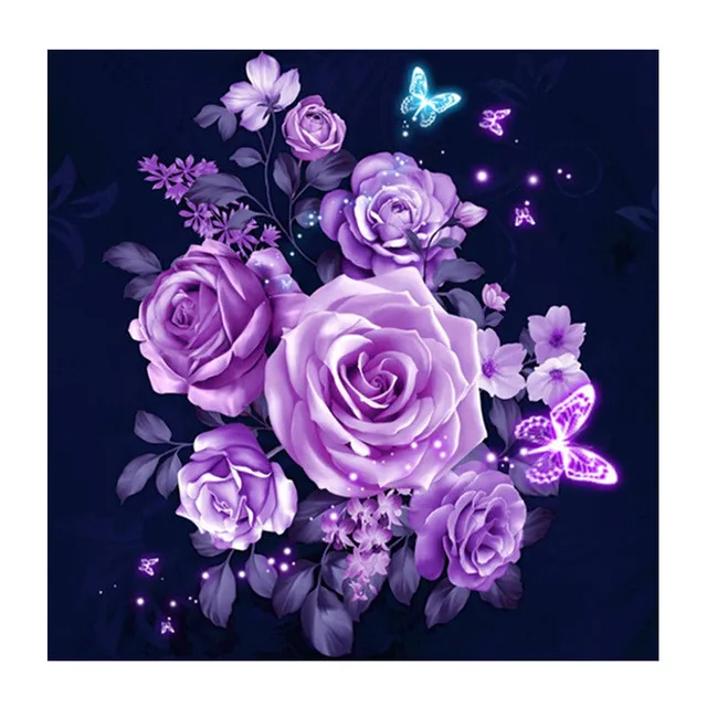 % 5D Diamond Embroidery Flowers butterfly Painting Cross Stitch Kits Rose Square Resin Mosaic Home Decoration | Дом и сад