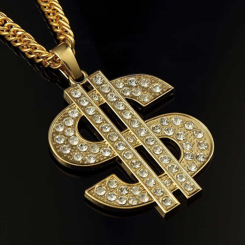 Сплав большой доллар США короткое ожерелье Для мужчин s в стиле хип-хоп ювелирные