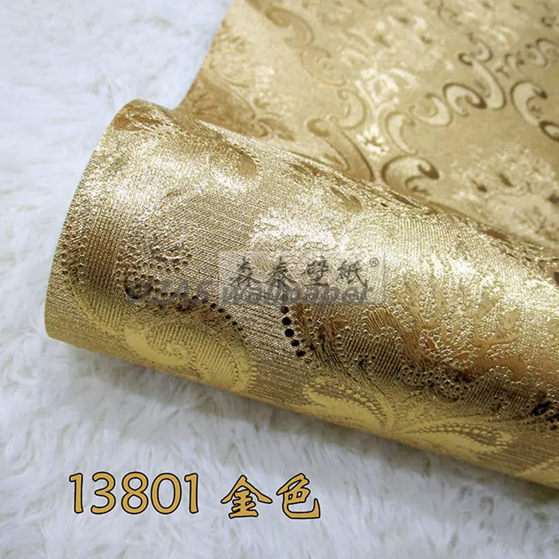 

2018 European gold foil wallpaper TV backdrop bedroom, living room sofa environmental 5.3sqm wallpaper roll