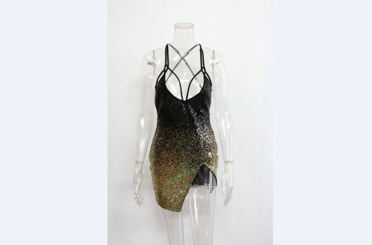 New Ladies Women's Backless Skinny Sheath Sexy Sleeveless Sheer See Through Sequins Party Evening Club Mini Dress