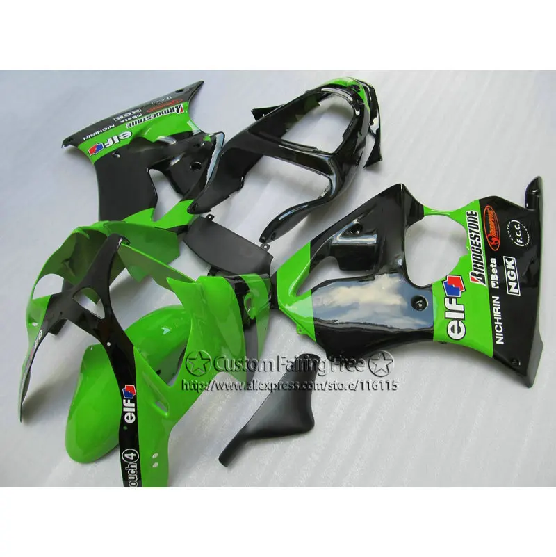 Набор обтекателей для Kawasaki ZX-6R 2000-2002 комплект Ninja 636 ZX6R 00 01 02 зеленый черный Новые