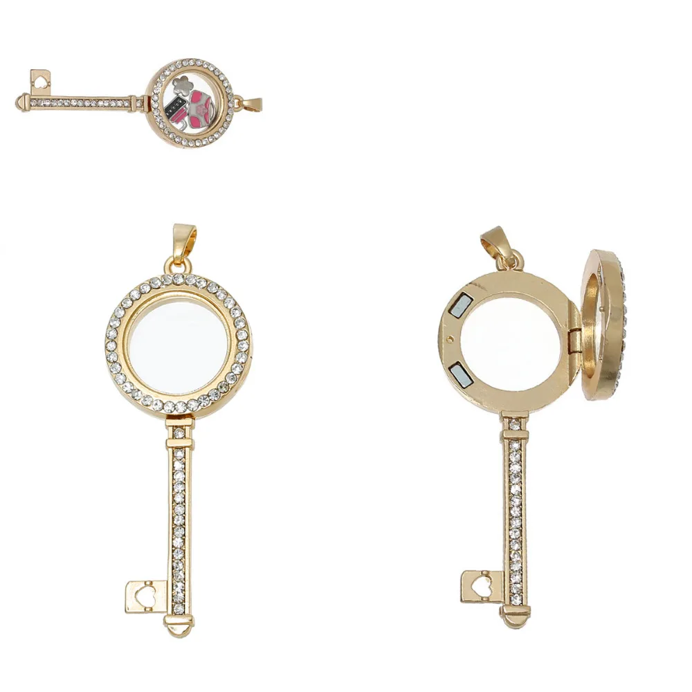 DoreenBeads живые стеклянные кулоны с памятью подвески для ключей золотой цвет античное бронзовое сердце полые