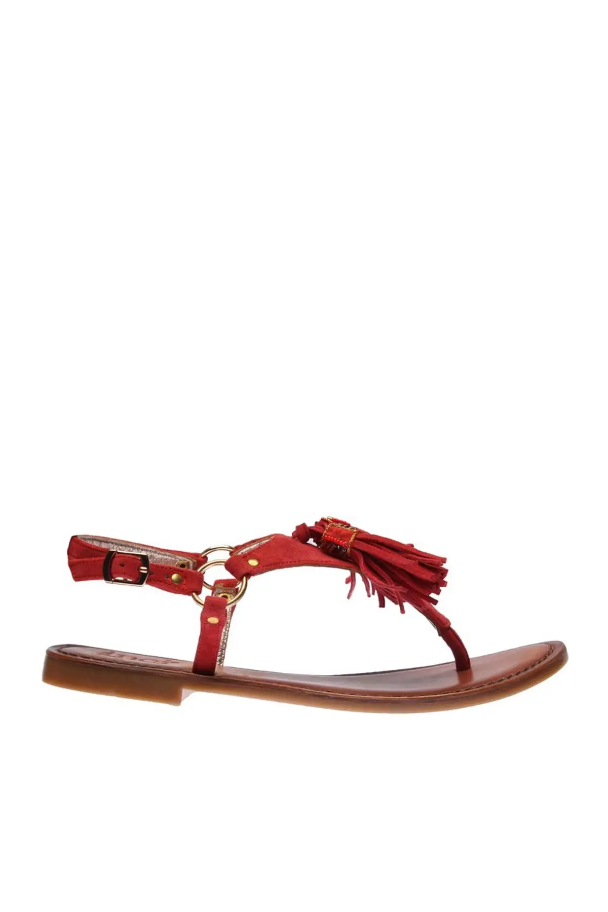 Красные женские сандалии из натуральной кожи с жемчугом коллекция 120130002412