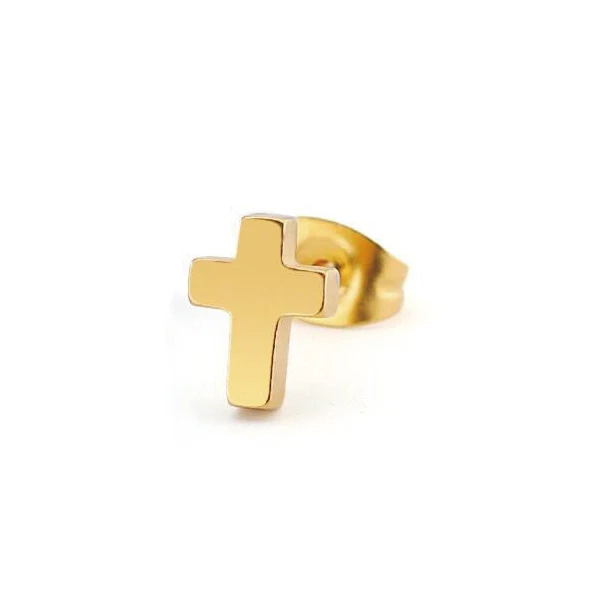 Gold (6 pcs) Ювелирных изделий-(6 шт./партия) Модные титановые стальные маленькие гвоздик в форме Креста серьги(6 шт.) для мужчин и женщин ювелирные изделия в стиле панк - Окраска металла: Gold (6 pcs)