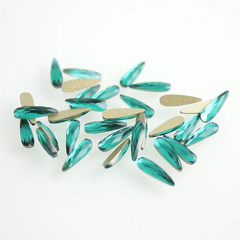 malachite green 13 Цвета разноцветные 20 шт./упак. плоской формы удлиненная прямая Стекло с цветными камнями для 3D свадебное платье украшения - Цвет: malachite green