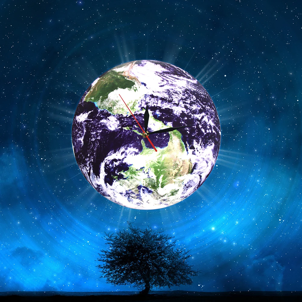 Настенные часы Earth Day View современный дизайн настенные Planet небесные космические 3D