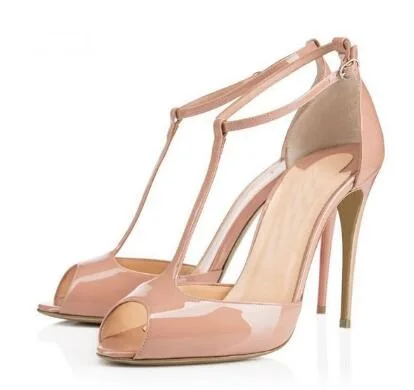 Новинка летние женские туфли-лодочки из лакированной кожи с открытым носком и