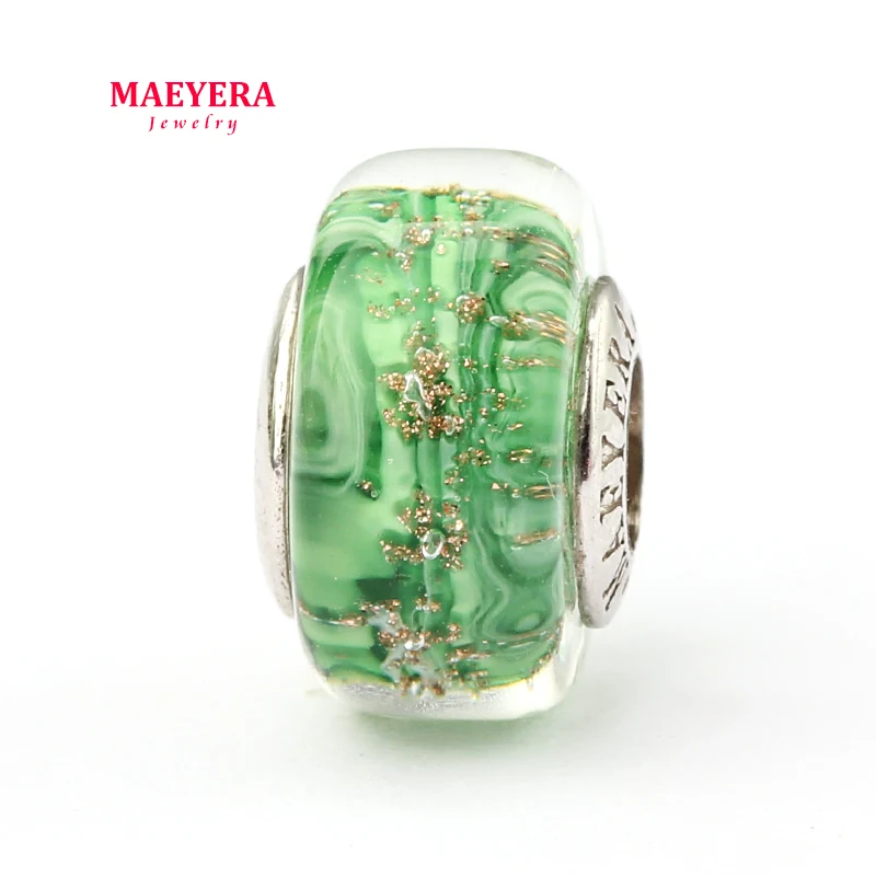 MAEYERA подлинные бусины из стерлингового серебра 925 пробы с золотым песком и