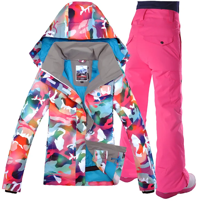 Женский лыжный костюм Gsou водонепроницаемый двухслойный с одной доской и брюками