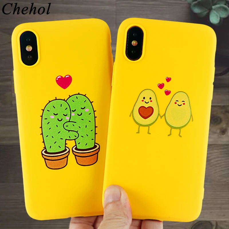 Funny Avocad Mobile Phone Cases for IPhone X XS MAX XR 6s 7 8 Plus Love Case Cactus Soft Silicone Fitted Back Cover Accessories |