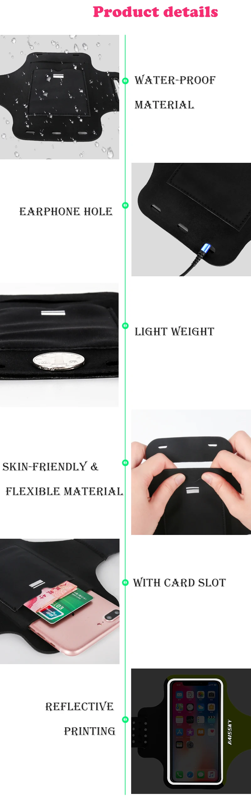 Haissky спортивные нарукавники чехол для iPhone 11 Pro X XR XS Max 6 8 7 Plus спортивный чехол для телефона на руку держатель для телефона нарукавник сумка