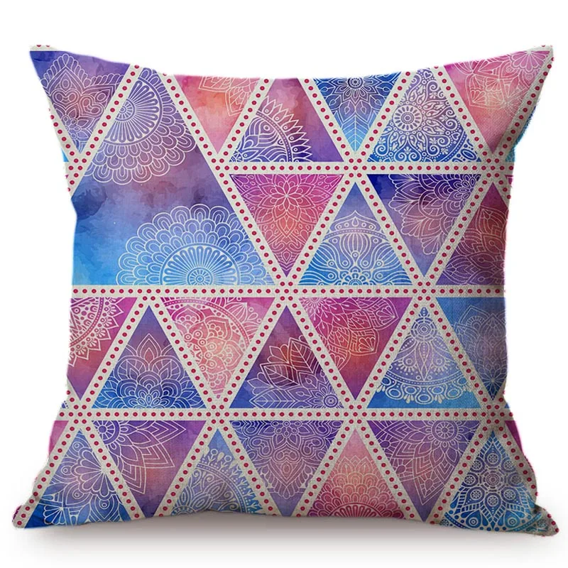 Наволочка для подушки в скандинавском стиле с треугольной полосой разноцветная