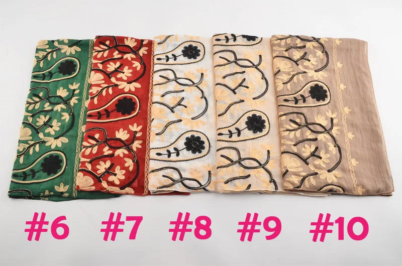 H1187a последние вискоза хлопок мусульманин длинный шарф с вышивкой женщин тюрбан