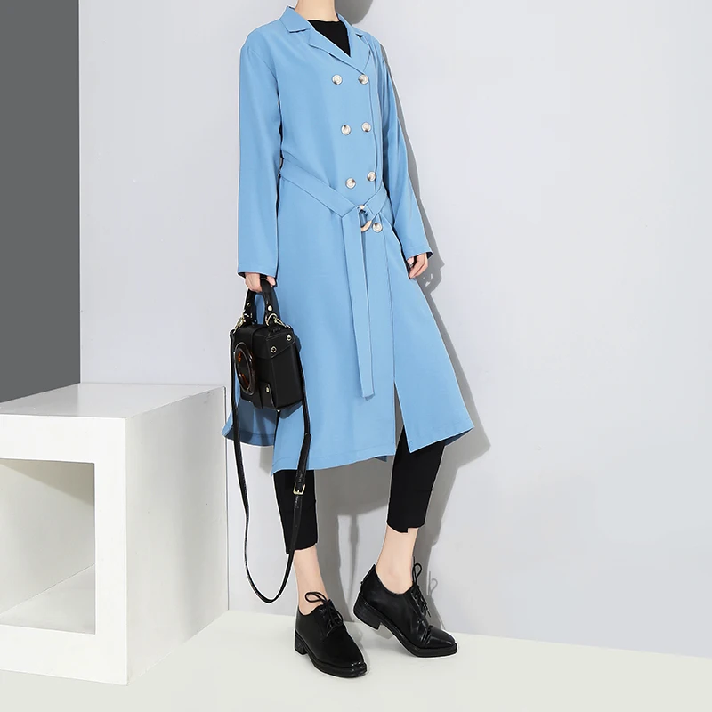 Новинка 2018 г. осенние Для женщин синий черный поясом платье-рубашка с длинными